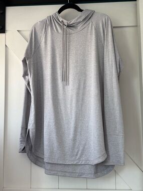 Lightweight Long Gray Athleta Pullover Hoodie Top - XL Tall